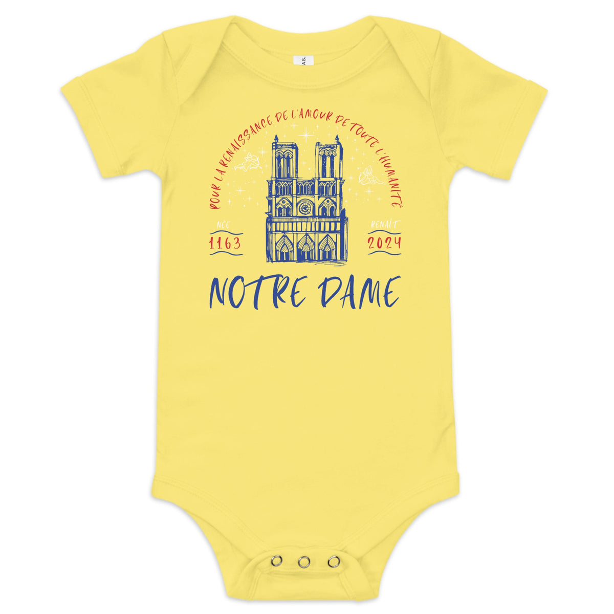 Notre Dame Artsy Baby Short Sleeve Cotton Bodysuit Cotton Baby BodysuitCotton Baby Boy BodysuitCotton Baby Boy Onesies - PUBLIQTEE